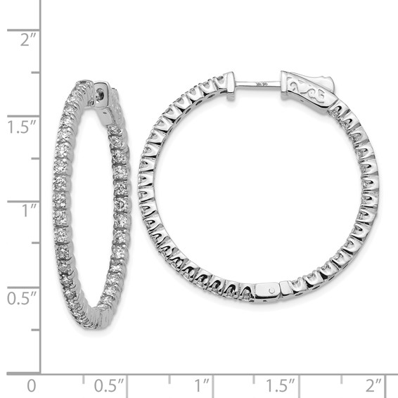 14k White Gold (Holds 70-1.9mm Round) In/Out Hoop w/Safety Clasp Earring Mountings