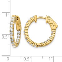 14K Yellow Gold 1.1 Carat Diamond Round in Out Hoop Earrings with Safety Clasp view 4