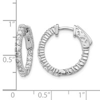14K White Gold 1.1 Carat Diamond Round in Out Hoop Earrings with Safety Clasp view 4