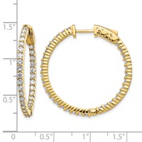 14K Yellow Gold 1.8 Carat Diamond Round in Out Hoop Earrings with Safety Clasp view 4