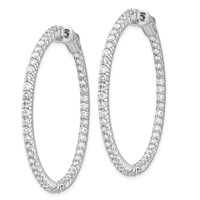 14K White Gold 3.5 Carat Diamond Round in Out Hoop Earrings with Safety Clasp view 2