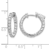 14K White Gold 1.5 Carat Diamond Round in Out Hoop Earrings with Safety Clasp view 2