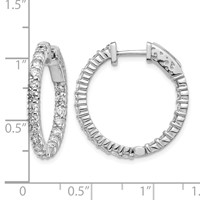 14K White Gold 2 Carat Diamond Round in Out Hoop Earrings with Safety Clasp view 4
