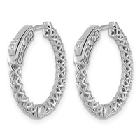 14K White Gold.75 Carat Diamond Round in Out Hoop Earrings with Safety Clasp view 4