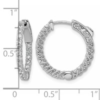 14K White Gold.75 Carat Diamond Round in Out Hoop Earrings with Safety Clasp view 3