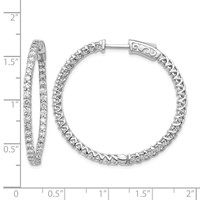 14K White Gold 1.6 Carat Diamond Round in Out Hoop Earrings with Safety Clasp view 2