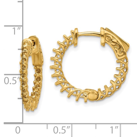 14k (Holds 36-1.9mm Round) In/Out Hoop w/Safety Clasp Earring Mountings