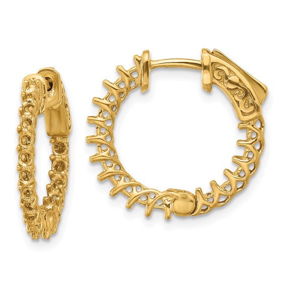 14k (Holds 36-1.9mm Round) In/Out Hoop w/Safety Clasp Earring Mountings