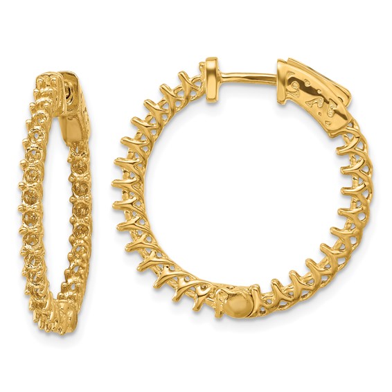 14k (Holds 54-1.9mm Round) In/Out Hoop w/Safety Clasp Earring Mountings