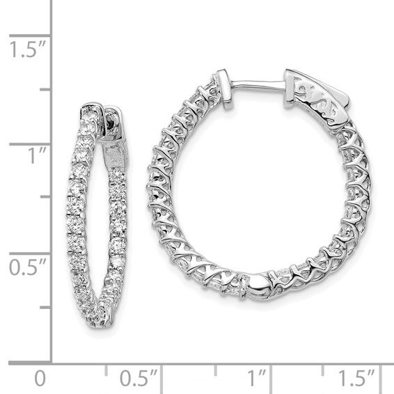 14k White Gold (Holds 54-1.9mm Round) In/Out Hoop w/Safety Clasp Earring Mountings
