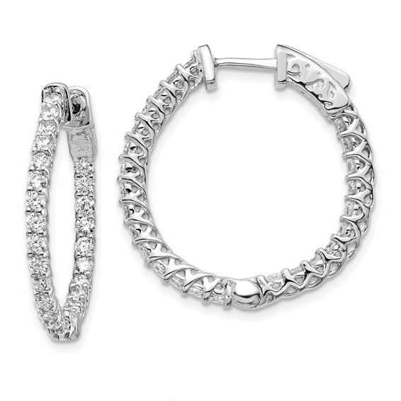 14k White Gold (Holds 54-1.9mm Round) In/Out Hoop w/Safety Clasp Earring Mountings