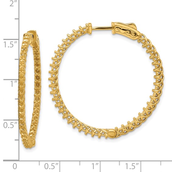 14k (Holds 84-1.9mm Round) In/Out Hoop w/Safety Clasp Earring Mountings