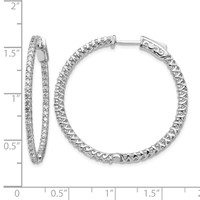 14K White Gold 2.1 Carat Diamond Round in Out Hoop Earrings with Safety Clasp view 2