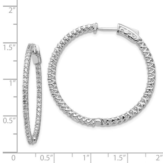 14k White Gold (Holds 84-1.9mm Round) In/Out Hoop w/Safety Clasp Earring Mountings