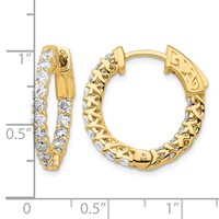 14K Yellow Gold 1.5 Carat Diamond Round in Out Hoop Earrings with Safety Clasp view 4