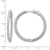 14K White Gold 3.5 Carat Diamond Round in Out Hoop Earrings with Safety Clasp view 2