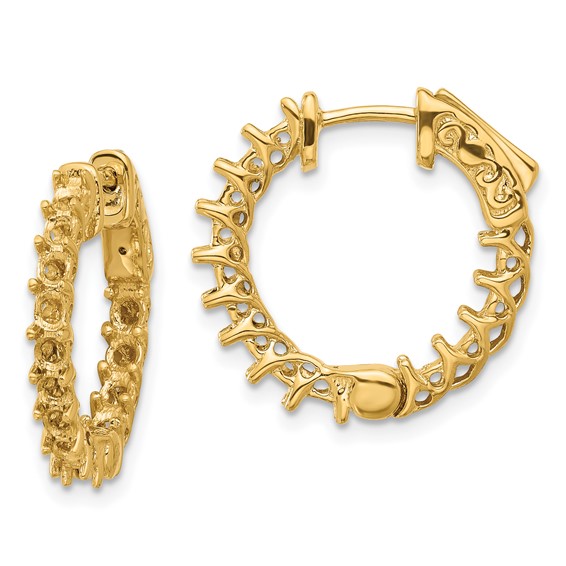 14k (Holds 30-2.6mm Round) In/Out Hoop w/Safety Clasp Earring Mountings
