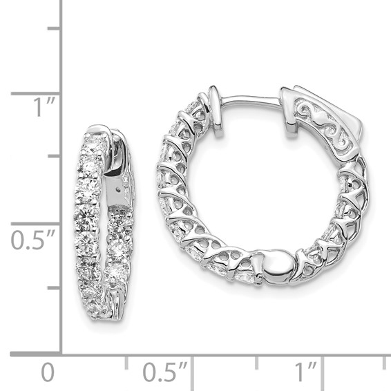 14k White Gold (Holds 30-2.6mm Round) In/Out Hoop w/Safety Clasp Earring Mountings