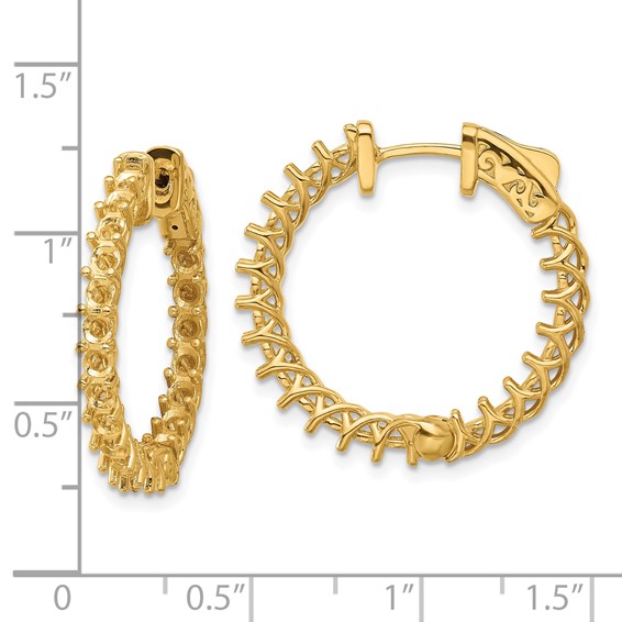 14k (Holds 44-2.6mm Round) In/Out Hoop w/Safety Clasp Earring Mountings