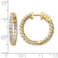 14K 2.3 Carat Diamond Round in Out Hoop W Safety Clasp Earrings view 2