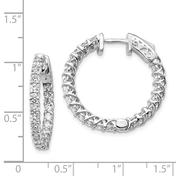 14k White Gold (Holds 44-2.6mm Round) In/Out Hoop w/Safety Clasp Earring Mountings