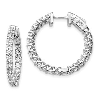 14k White Gold (Holds 44-2.6mm Round) In/Out Hoop w/Safety Clasp Earring Mountings