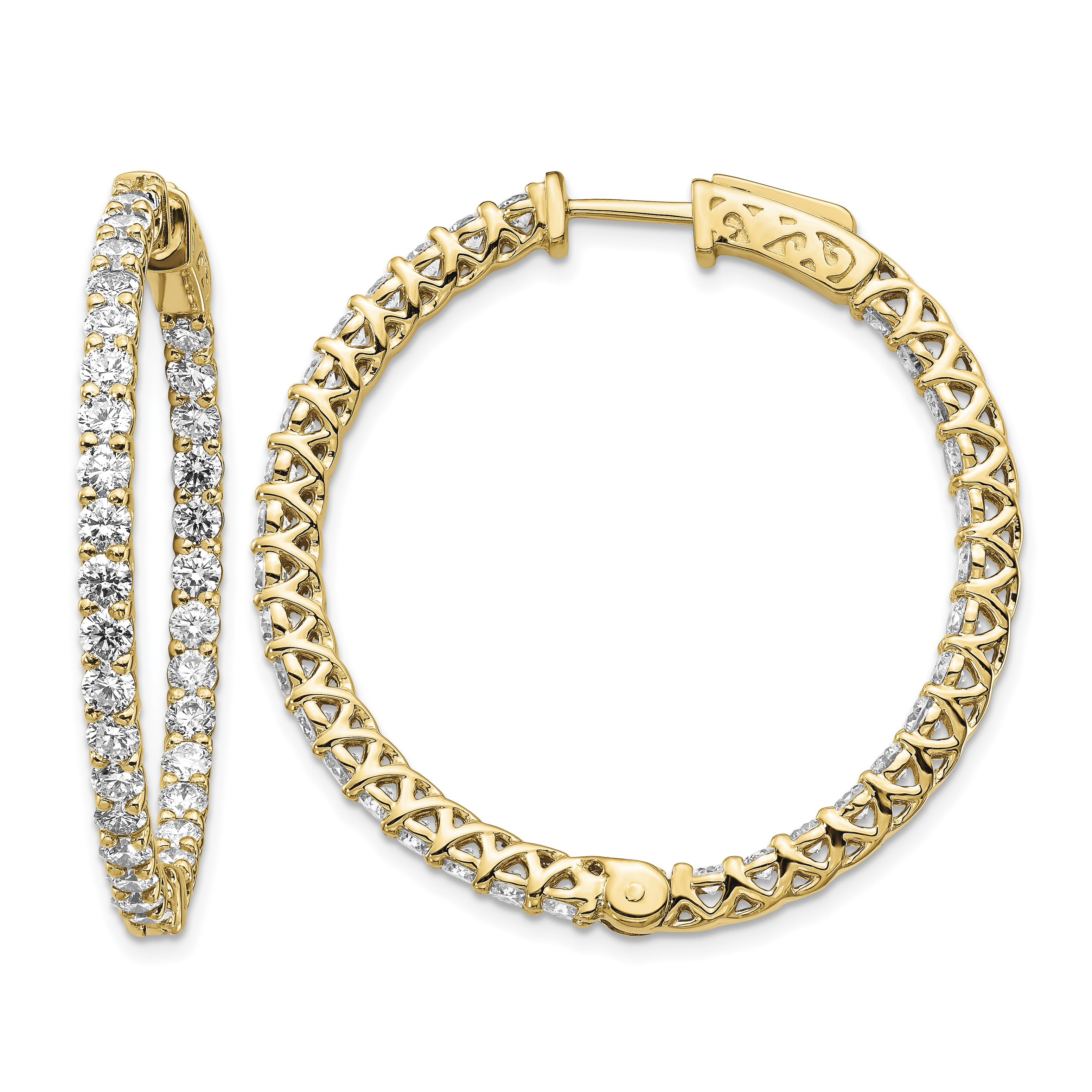 14k Diamond Round Hoop w/Safety Clasp Earrings (XE2010AA)