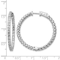14K White Gold 3.8 Carat Diamond Round in Out Hoop Earrings with Safety Clasp view 2
