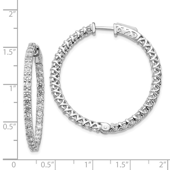 14k White Gold (Holds 70-2.6mm Round) In/Out Hoop w/Safety Clasp Earring Mountings