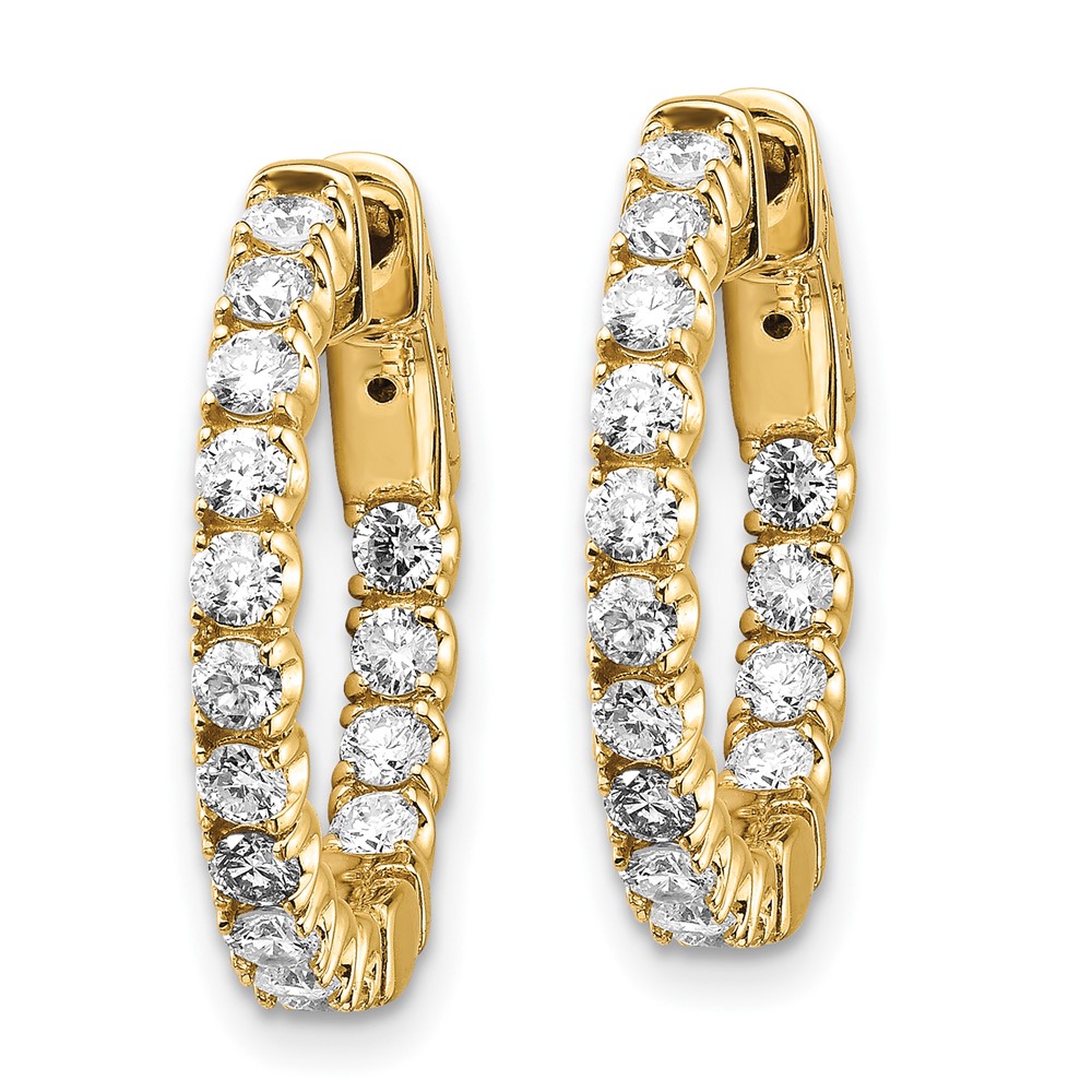 14k 1 1/2 carat Lab Grown Dia VS/SI+ G+ Round In and Out Safety Clasp Hoop Earrings (XE2011LG)