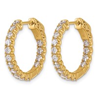 True Origin 14K Yellow Gold 1.50 Carat Lab Grown Diamond VS+ F+ Complet in and Out Hoop Earrings view 2