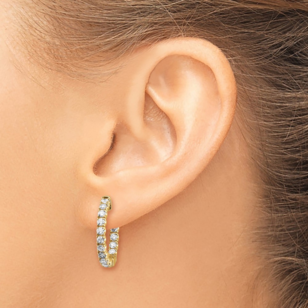 14k 1 1/2 carat Lab Grown Dia VS/SI+ G+ Round In and Out Safety Clasp Hoop Earrings (XE2011LG)