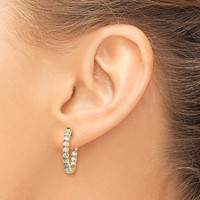 14K Yellow Gold 1.5 Carat Diamond Round in Out Hoop Earrings with Safety Clasp view 4