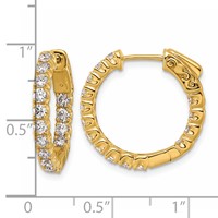 True Origin 14K Yellow Gold 1.50 Carat Lab Grown Diamond VS+ F+ Complet in and Out Hoop Earrings view 3