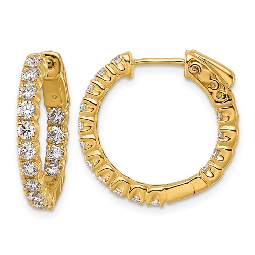 True Origin 14K Yellow Gold 1.50 Carat Lab Grown Diamond VS+ F+ Complet in and Out Hoop Earrings