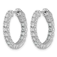 True Origin 14K White Gold 1.50 Carat Lab Grown Diamond VS+ F+ Complet in and Out Hoop Earrings view 2