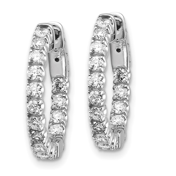 14k White Gold (Holds 30-2.3mm Round) In/Out Hoop w/Safety Clasp Earring Mountings