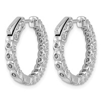 True Origin 14K White Gold 1.50 Carat Lab Grown Diamond VS+ F+ Complet in and Out Hoop Earrings view 4
