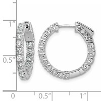 True Origin 14K White Gold 1.50 Carat Lab Grown Diamond VS+ F+ Complet in and Out Hoop Earrings view 3
