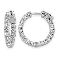 True Origin 14K White Gold 1.50 Carat Lab Grown Diamond VS+ F+ Complet in and Out Hoop Earrings view 1