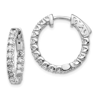 14k White Gold (Holds 30-2.3mm Round) In/Out Hoop w/Safety Clasp Earring Mountings