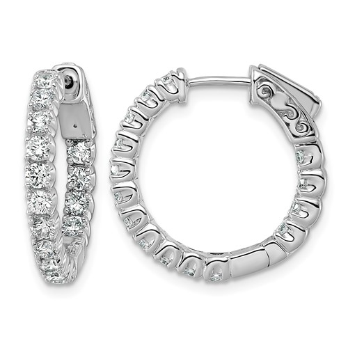 True Origin 14K White Gold 1.50 Carat Lab Grown Diamond VS+ F+ Complet in and Out Hoop Earrings