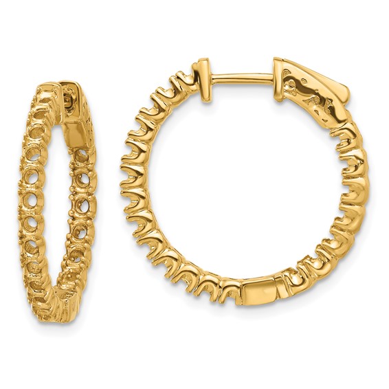 14k (Holds 40-2.3mm Round) In/Out Hoop w/Safety Clasp Earring Mountings
