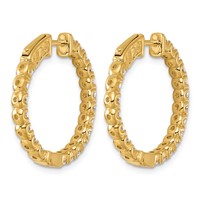14K Yellow Gold 2 Carat Lab Grown Diamond VS+ F+ Round Complete in and Out Safety Clasp Hoop Earrings view 3