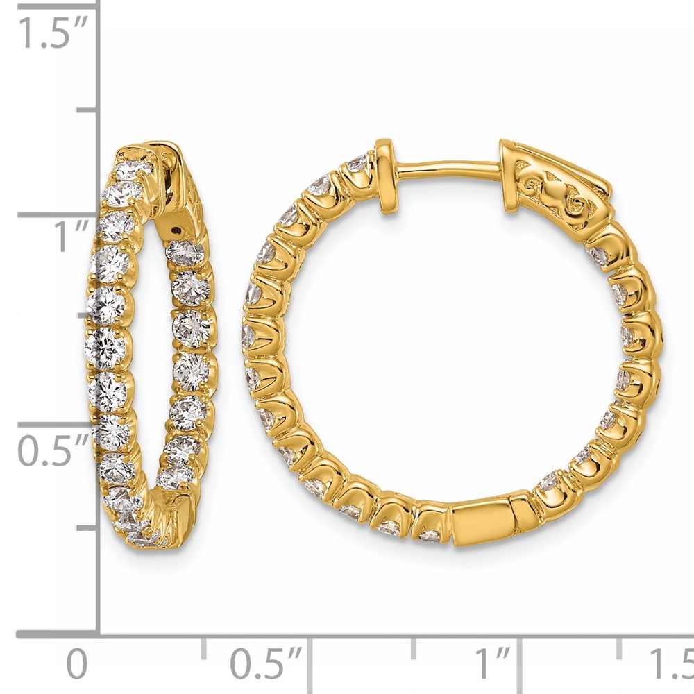 14k Diamond Round Hoop w/Safety Clasp Earrings (XE2012AA)