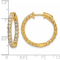 14K Yellow Gold 2 Carat Diamond Round in Out Hoop Earrings with Safety Clasp view 5