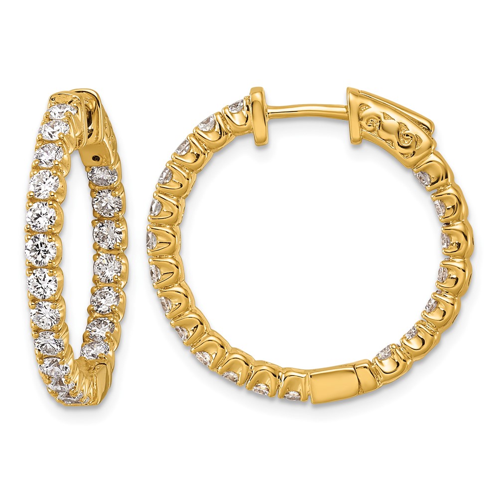 14k Diamond Round Hoop w/Safety Clasp Earrings (XE2012AA)