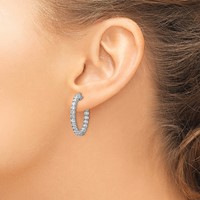 14K White Gold 2 Carat Diamond Round in Out Hoop Earrings with Safety Clasp view 3
