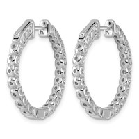 14K White Gold 2 Carat Diamond Round in Out Hoop Earrings with Safety Clasp view 4