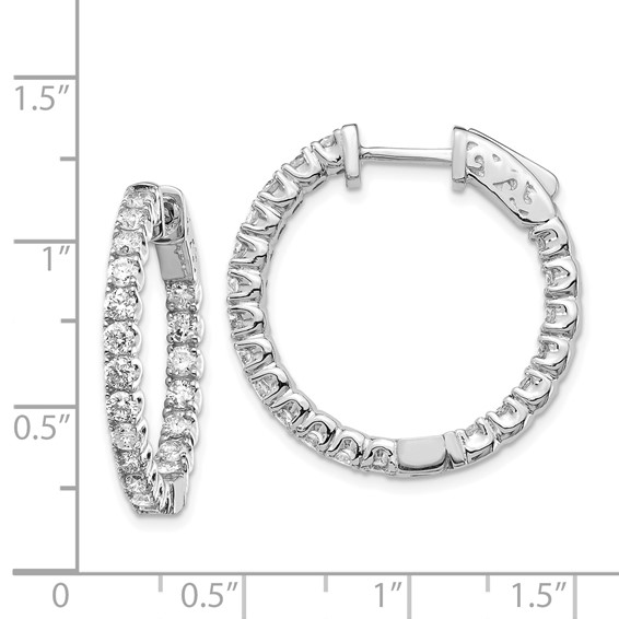 14k White Gold (Holds 40-2.3mm Round) In/Out Hoop w/Safety Clasp Earring Mountings